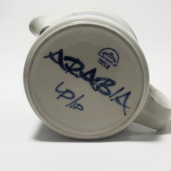 Vintage ARABIA Finland BLUE ANEMONE Ulla Procope Pitcher 32 oz - Picture 4 of 6